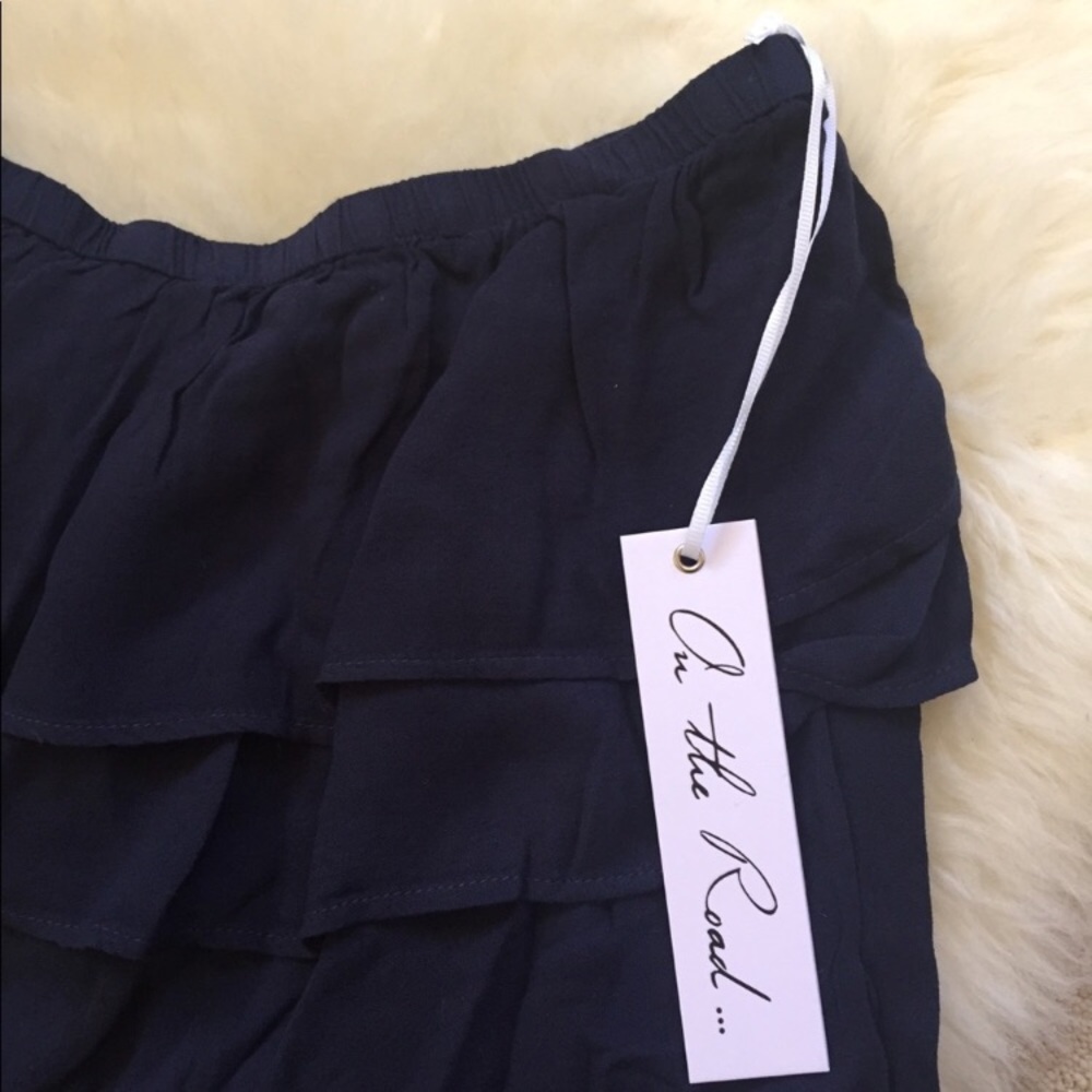 On The Road Navy One Shoulder Ruffle Top - Picture 4 of 4